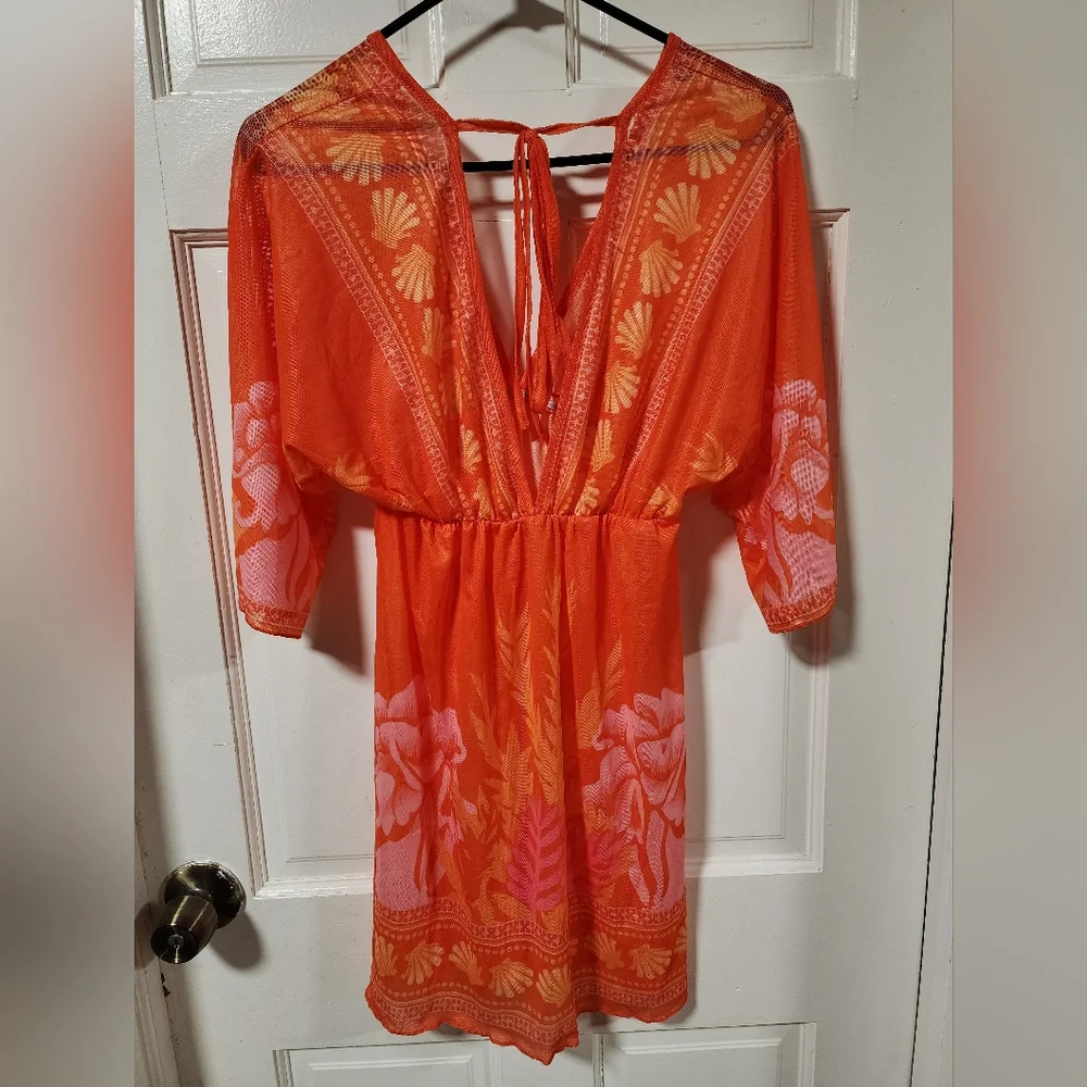 Floral Orange Swim Coverup - Picture 2 of 4